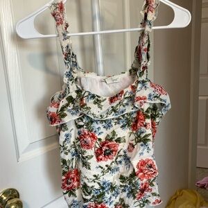AE Floral Ruffle Trim Top